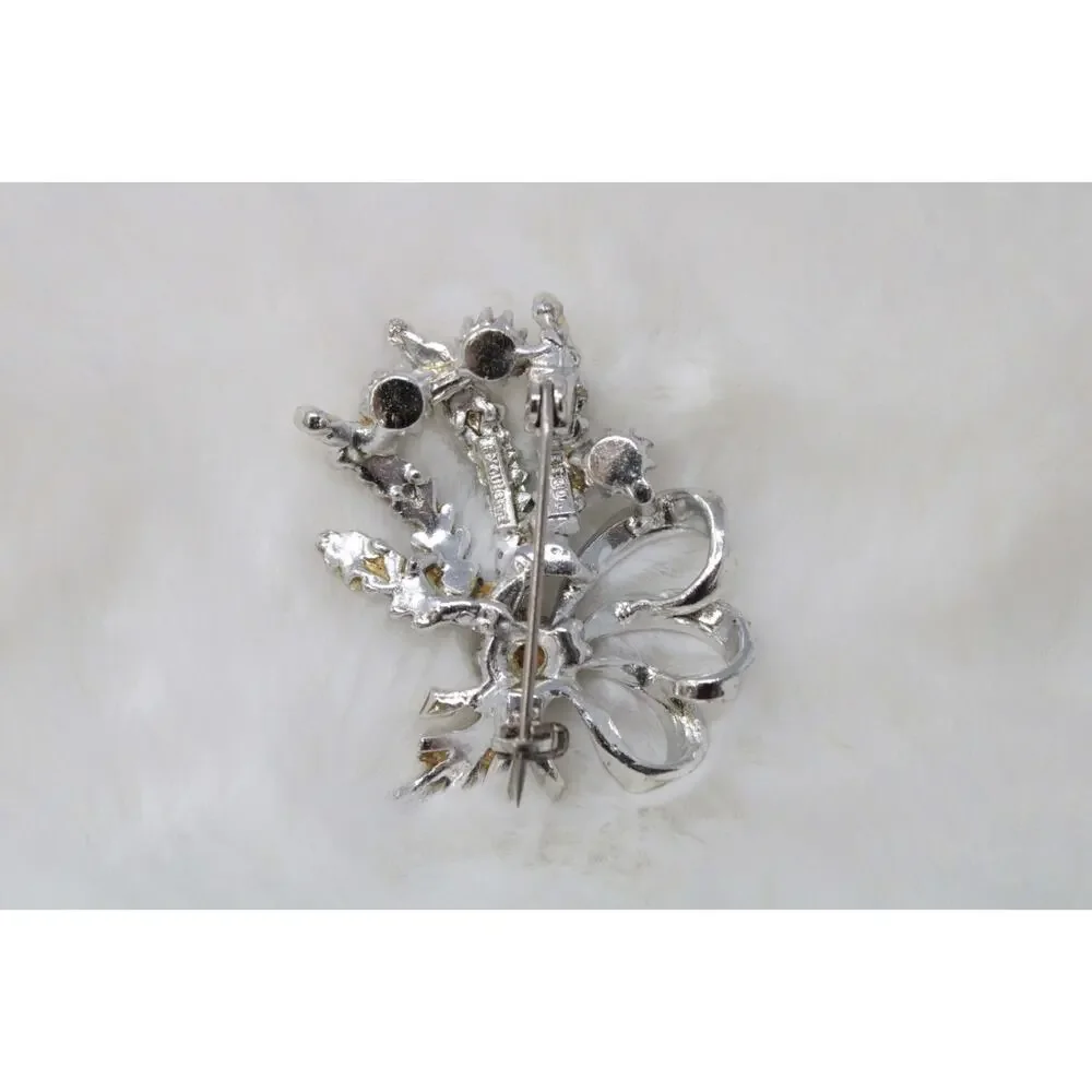 VTG Exquisite Lucky Heather Brooch Scottish Purple Rhinestone Enamel Floral Pin